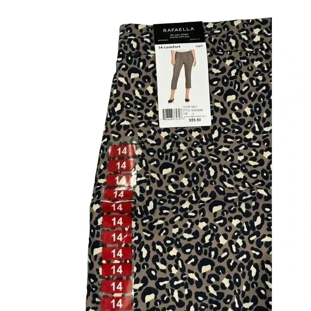 NEW Rafaella size 14 animal print‎ comfort women’s capris  NWT
